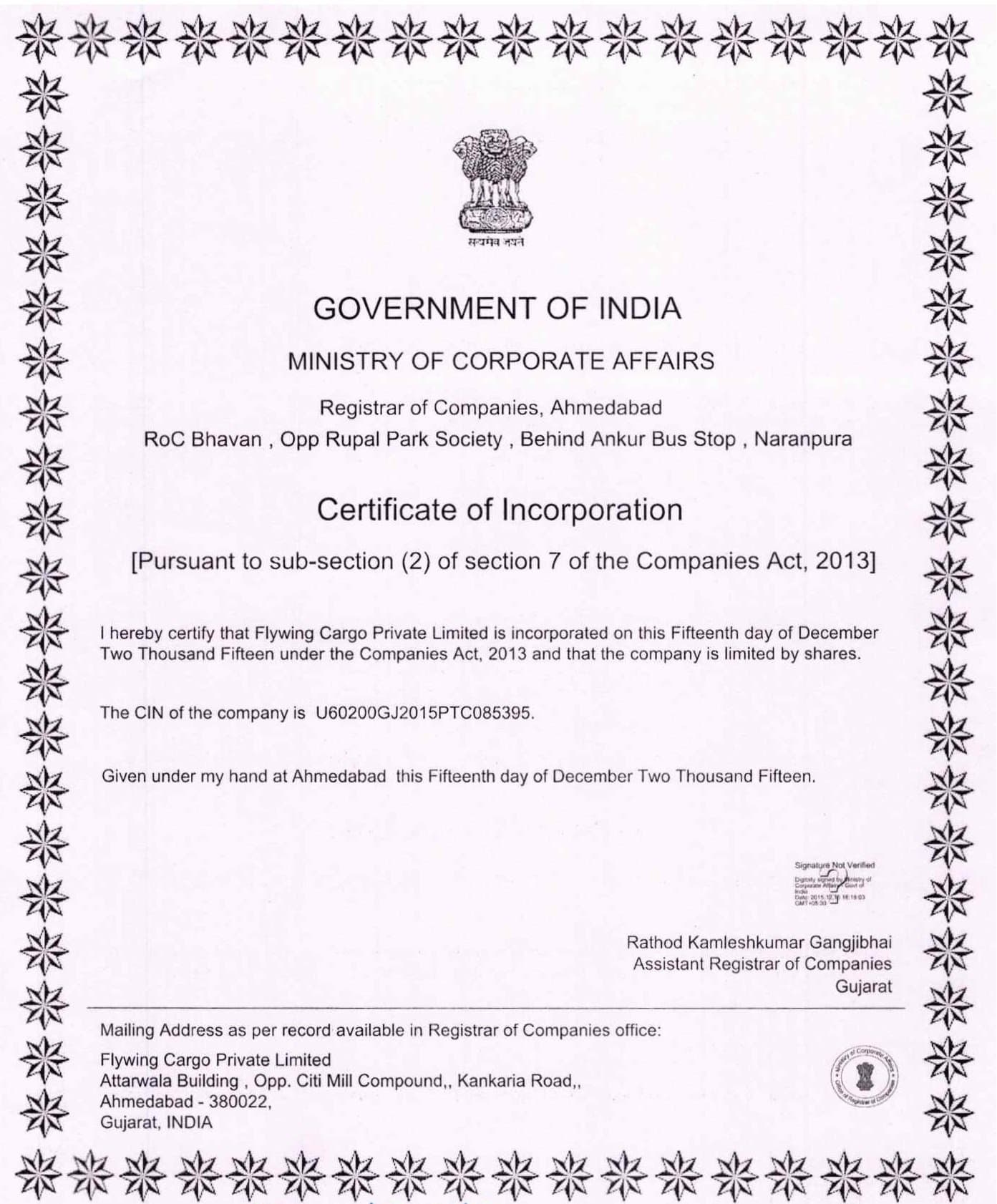 Certificate of Incorporation