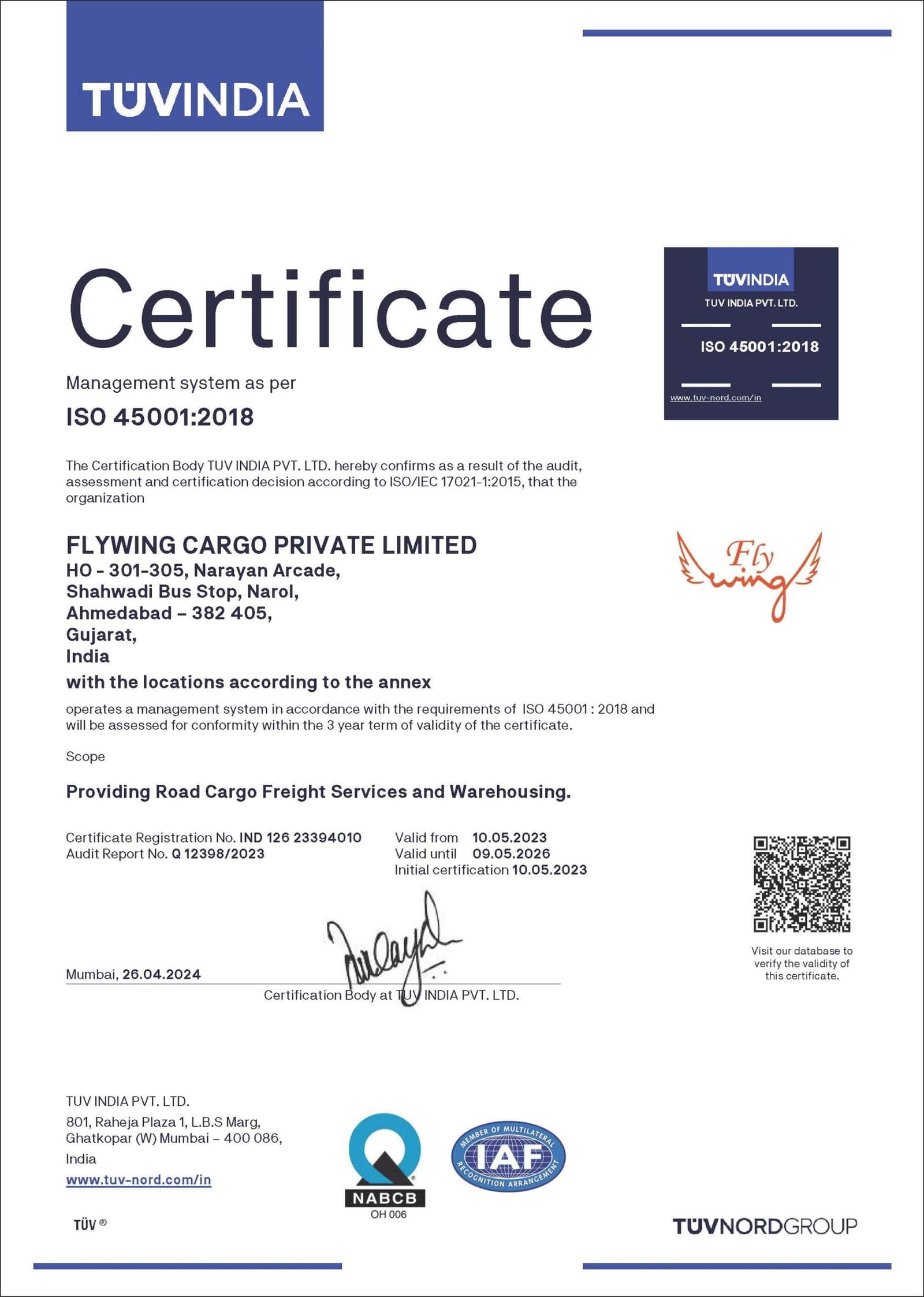 ISO 45001 Certificate
