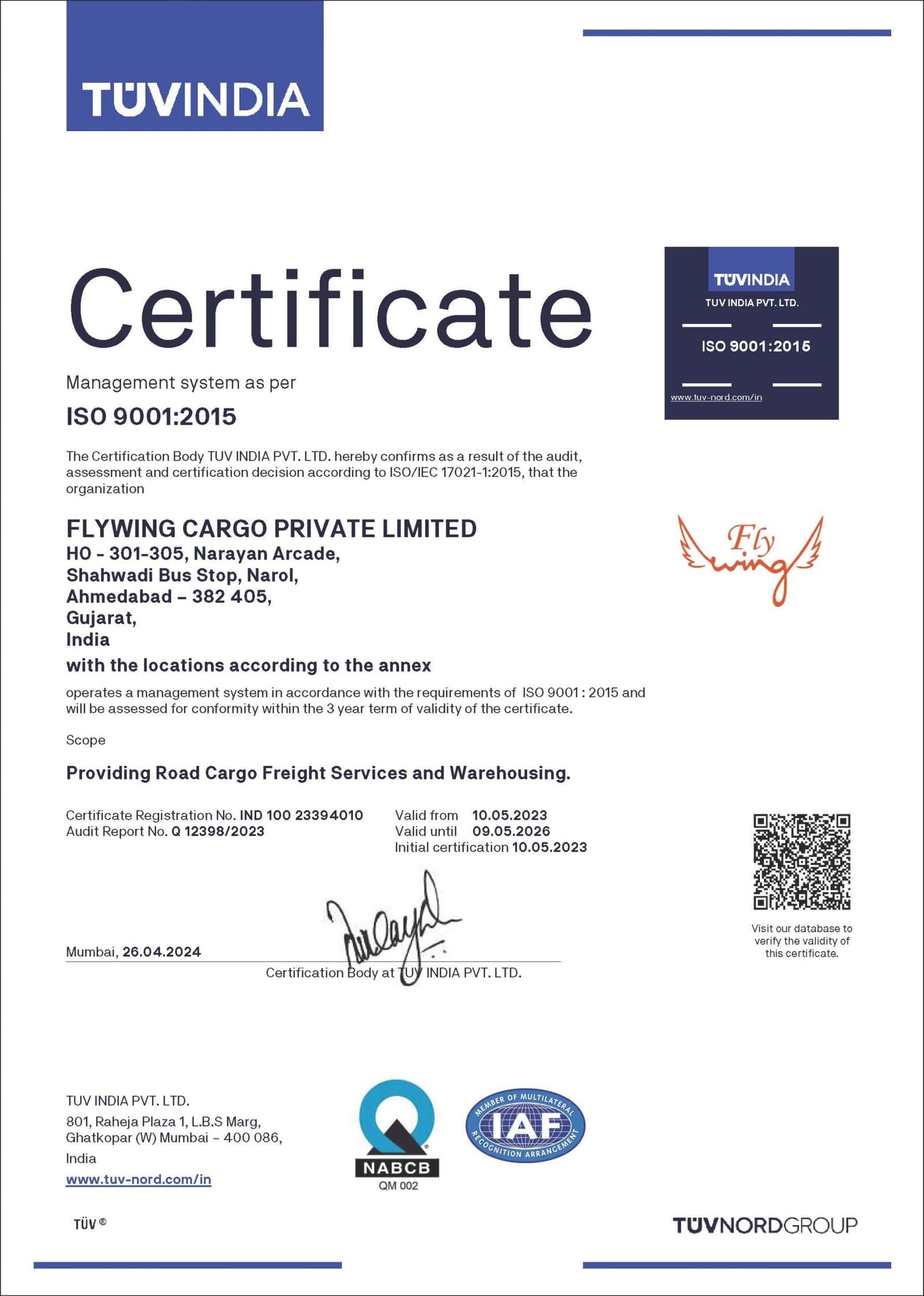 ISO 9001 Certificate